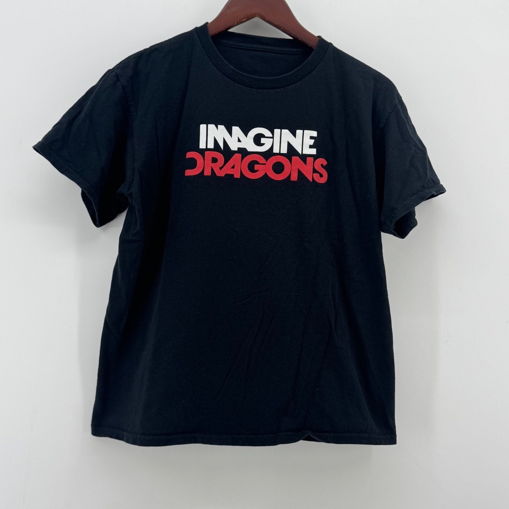 Imagine Dragons Band Tee Black Short‎ Sleeve Dragon Graphic T-Shirt Mens Medium
